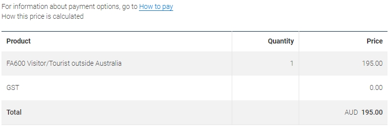 AUS Visitor Visa Subclass 600 Fee